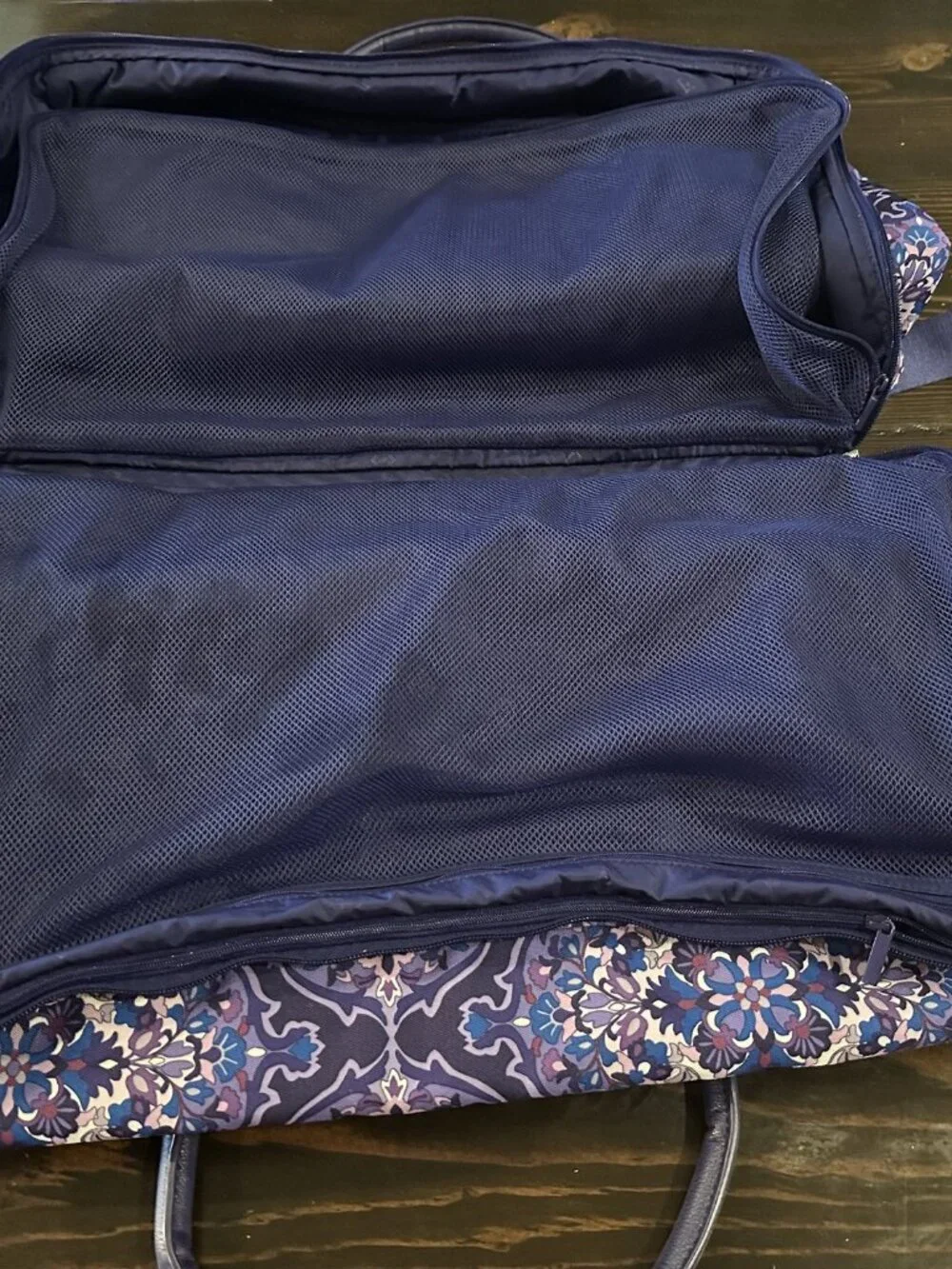 Vera Bradley 2 Piece Travel Set Purple Medallion Weekender Duffel Hanging Organi